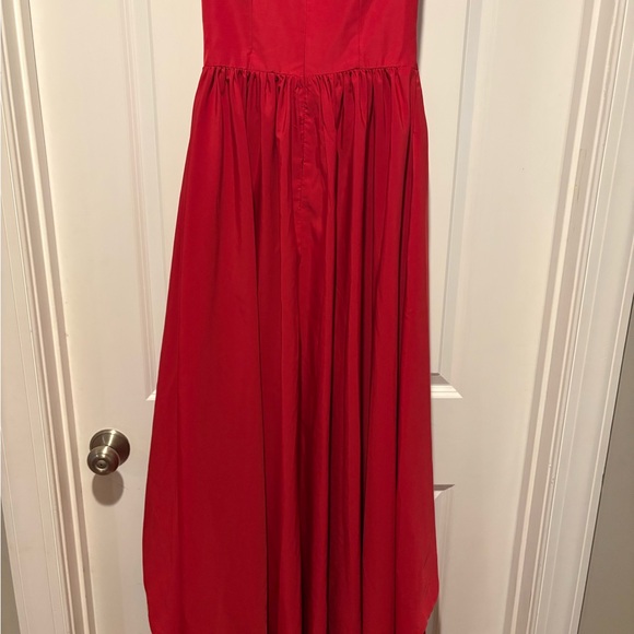 Monique Lhuillier Elegant Carnelian Red Sabine Strapless High-Low Dress 2 - Picture 5 of 9